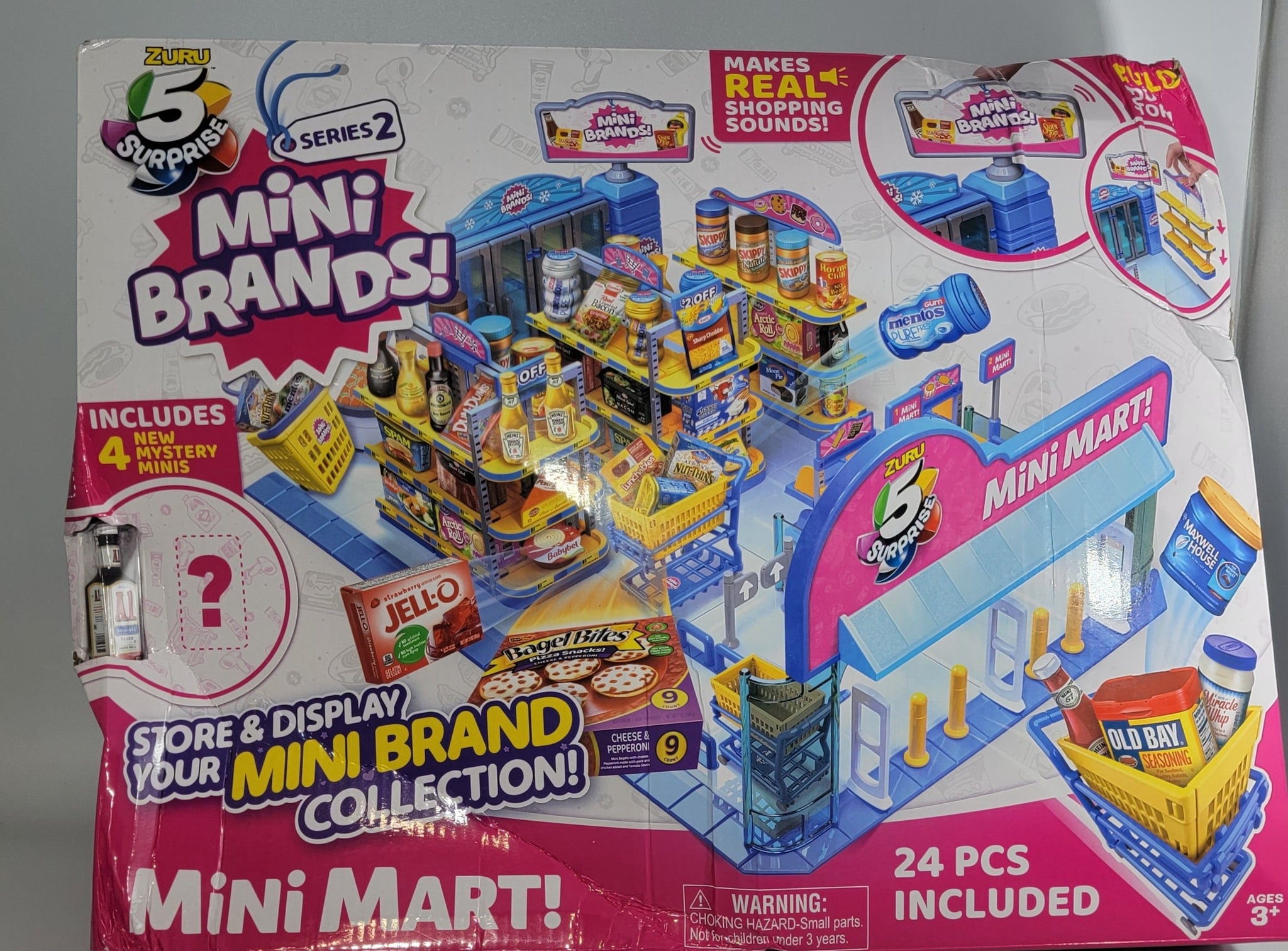 5 Surprise Mini Brands Series 2 Electronic Mini Mart with 4 Mystery Mini  Brands Playset by ZURU