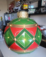 Load image into Gallery viewer, Oversized Christmas Ornament Green and Red with LED Lights Diamond- Christmas
