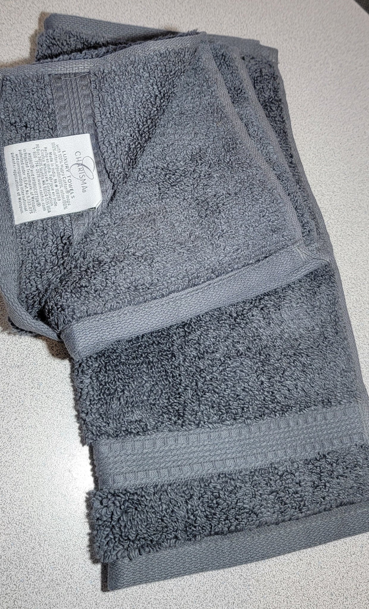 Charisma Soft 100% Hygro Cotton Luxury Washcloth, Gunmetal Gray