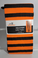 Women's Ladies Halloween Tights Orange / Black Stripe  Size M/L - M/G