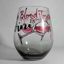 Load image into Gallery viewer, Halloween stemless Wine Glass, 12oz My Blood Type is Wine
