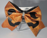 Halloween Large sparkled Hair Bow Orange with Pumpkin Face