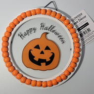 Halloween Small Round decor w/ Happy Halloween & Pumpkin on a clear background