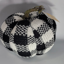 Load image into Gallery viewer, Halloween Harvest Decor Plaid Knit Pumpkin Black &amp; White
