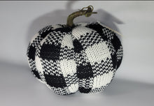 Load image into Gallery viewer, Halloween Harvest Decor Plaid Knit Pumpkin Black &amp; White
