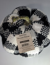 Load image into Gallery viewer, Halloween Harvest Decor Plaid Knit Pumpkin Black &amp; White

