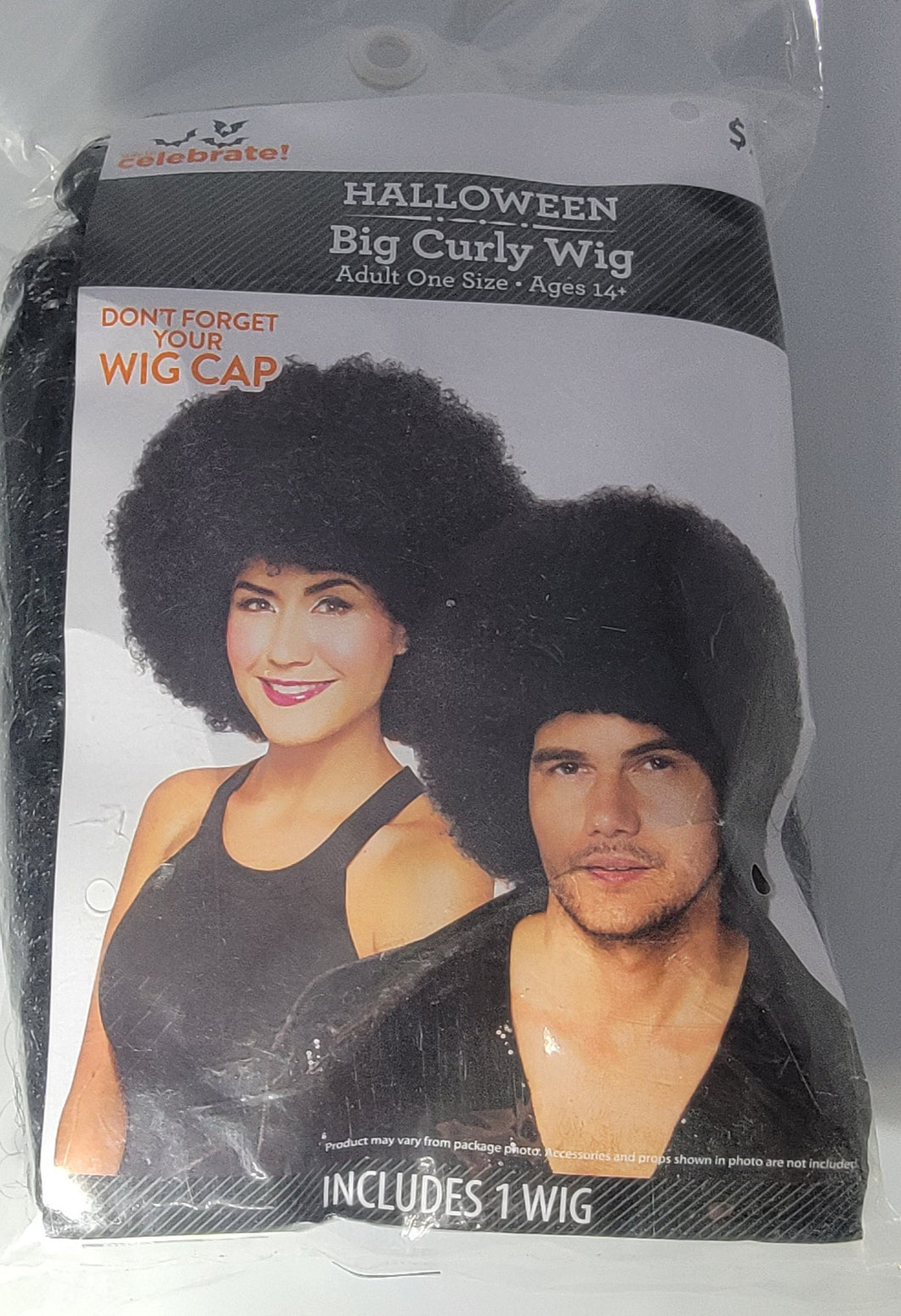 Halloween Adult big curly Black wig, Dress-up Costume Cosplay