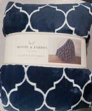 Load image into Gallery viewer, Monte &amp; Jardin Ultra Plush Throw 60 x 70 in (Navy Pattern)
