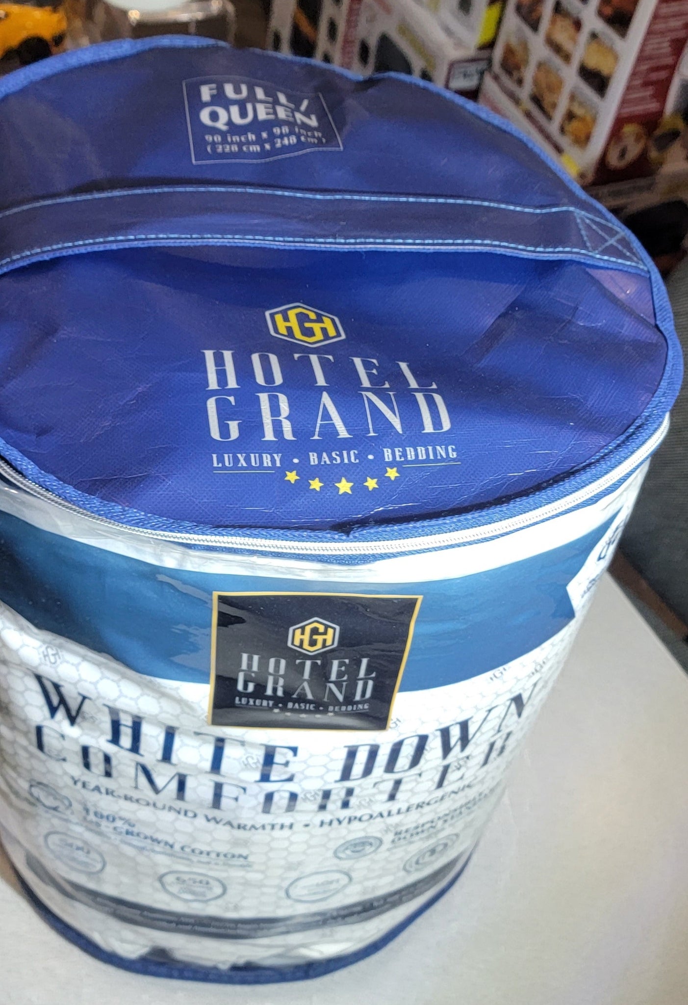 Hotel Grand White Down Comforter, 500 TC Luxury Down Full/Queen