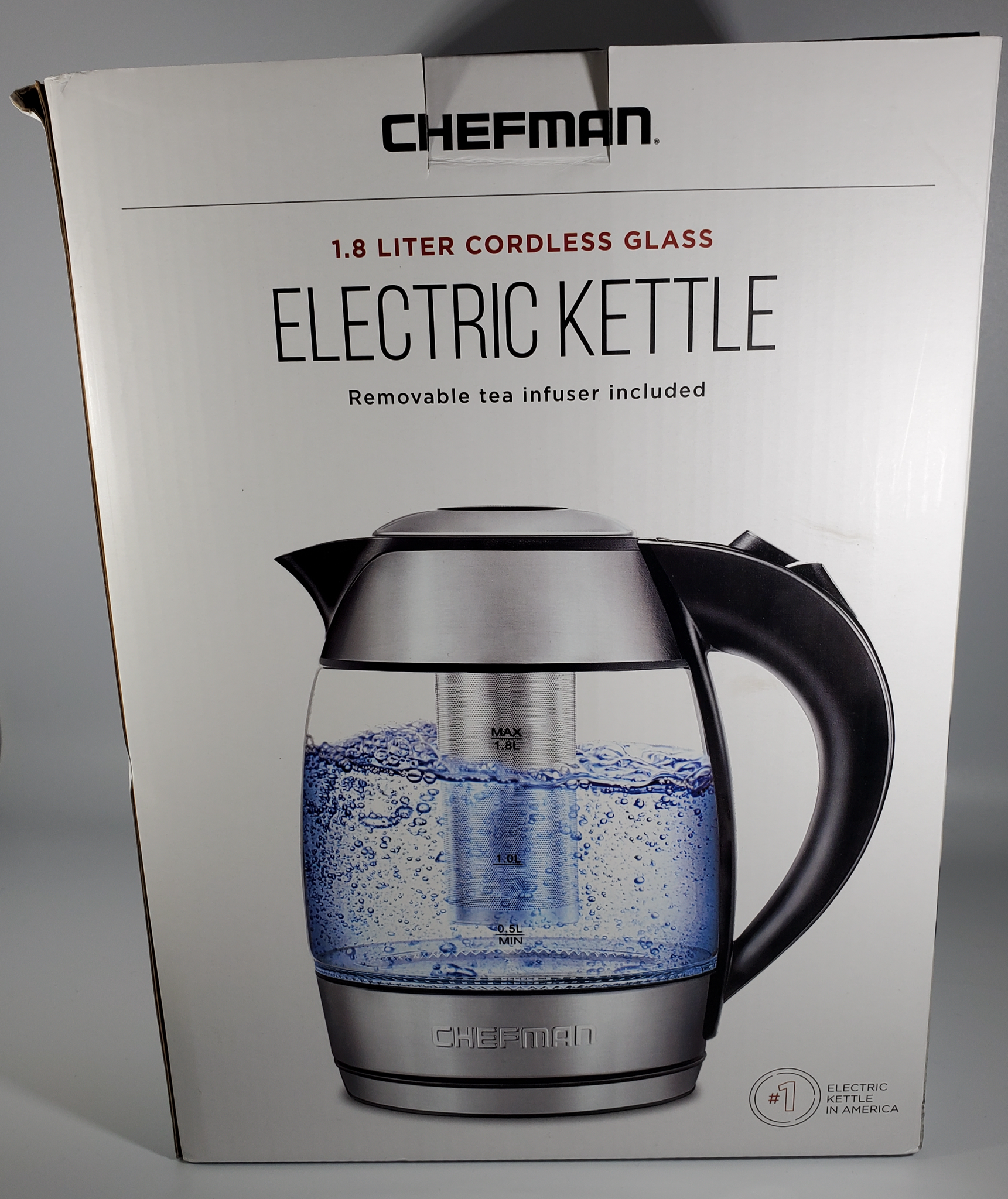 Chefman Fast Boiling 1.8L Electric Glass Kettle, Removable Tea Infuser, LED  Lights, Stainless Steel