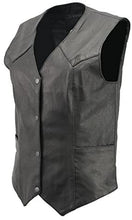 Load image into Gallery viewer, Leather Biker Vest, Naked Goatskin Leather, Women’s, Distressed Grey
