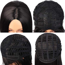 Load image into Gallery viewer, Black Straight Bob Wig, Heat Resistant Synthetic 12 Inch Middle Part Cosplay Halloween

