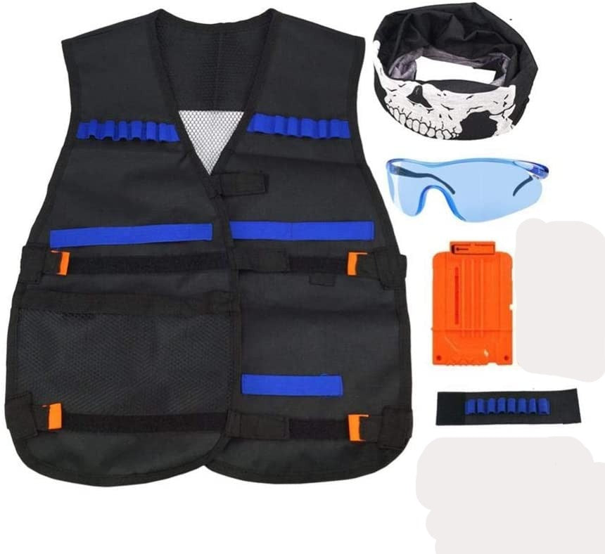 Kids Elite Tactical Vest with 40 pcs Soft Foam Darts, Reload Clip, Facecloth, Protective Glasses+ Hand Wrist Band