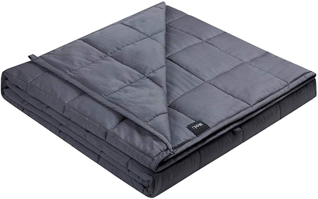 Cooling Weighted Blanket 20 lbs (100% Cotton Material with Glass Beads) Grey, Queen Size