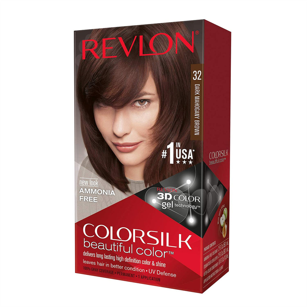 Revlon ColorSilk Hair Dye Color, (#32) Dark Mahogany Brown