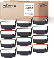 myCartridge ERC30 ERC-30 ERC 30 34 38 B/R Compatible Ribbon Cartridge for use in ERC38 NK506 (Black Red, 12-Pack)