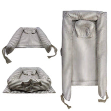 Load image into Gallery viewer, Grey Striped Baby Bassinet, Lounger, Baby Nest for Bed - Breathable Co-Sleeping or Bedroom/Travel
