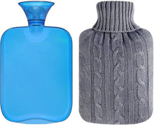Load image into Gallery viewer, All one tech Transparent Classic Rubber Hot Water Bottle with Knit Cover - Blue
