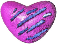 Load image into Gallery viewer, Play Tailor Mermaid Throw Pillow with Insert Reversible Sequins Pillow Heart Shape Decorative Cushion(13&quot; x 15&quot;,Blue+Purple)

