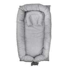 Load image into Gallery viewer, Grey Striped Baby Bassinet, Lounger, Baby Nest for Bed - Breathable Co-Sleeping or Bedroom/Travel
