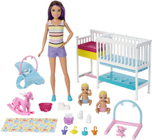 Load image into Gallery viewer, Barbie Nap &#39;N&#39; Nurture Nursery Playset with Skipper Babysitter Doll, &amp; Extras
