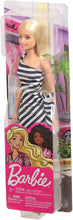 Load image into Gallery viewer, Barbie Doll, Barbie Glitz Doll, Black &amp; White Stripe Ruffle Dress, Age 3 yrs+
