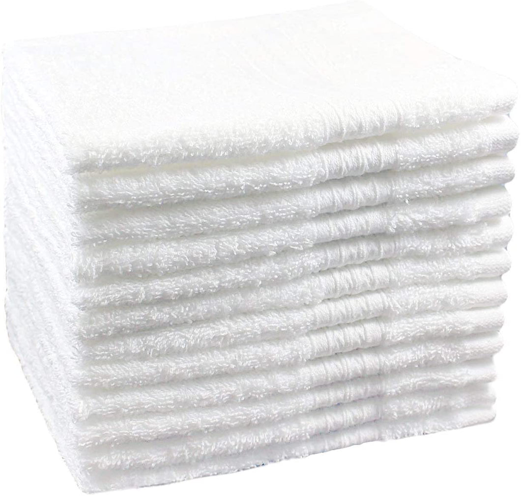 Pacific Linens 24-Pack White 100% Cotton Towel Washcloths, Durable, Lightweight, Commercial Grade and Ultra Absorbent
