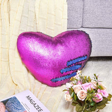 Load image into Gallery viewer, Play Tailor Mermaid Throw Pillow with Insert Reversible Sequins Pillow Heart Shape Decorative Cushion(13&quot; x 15&quot;,Blue+Purple)
