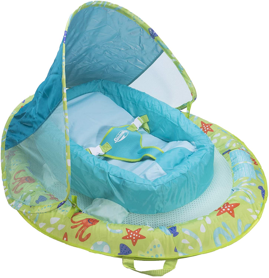 Spin Master, Inc SwimWays Infant Baby Spring Float with Adjustable Sun Canopy - Green, 39.25