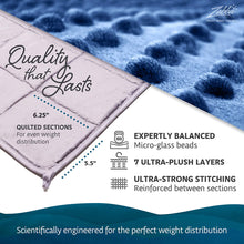 Load image into Gallery viewer, DREAMality Premium Weighted Blanket &amp; Cover, Full Size, Premium Glass Beads - (60&#39;&#39;x80&#39;&#39; | 20lbs, Grey Cotton Blanket + Navy Blue Cover)
