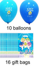Load image into Gallery viewer, Shark Party Supplies Set &amp; Tableware kit - Perfect for Birthday Party Decorations - Includes Plates, Napkins, Cups, Straws, Cutlery - READ
