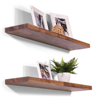 Buckskin Stained Maple Craftsman Floating Shelves (Set of 2) Made in the USA