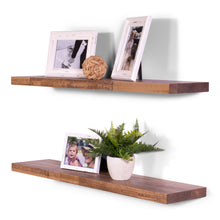 Load image into Gallery viewer, Buckskin Stained Maple Craftsman Floating Shelves (Set of 2) Made in the USA
