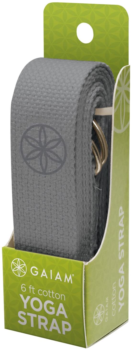 Gaiam Yoga Strap Premium Athletic Stretch Band with Metal D-Ring | Exercise & Fitness Stretching