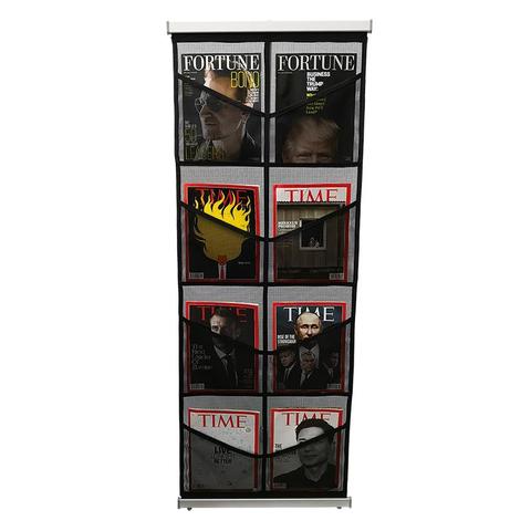Mesh Roll up Magazine & Brochure Rack 8 Pockets with carrying bag