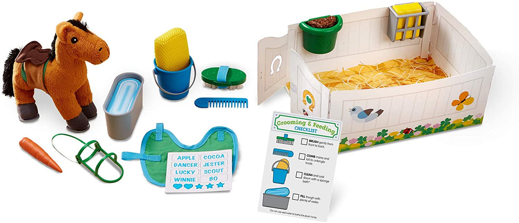 Melissa & Doug Feed & Groom Horse Care Playset Toys