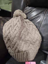 Load image into Gallery viewer, Isaac Mizrahi Beanie w/pompom - Mushroom Color with cream faux fur inside
