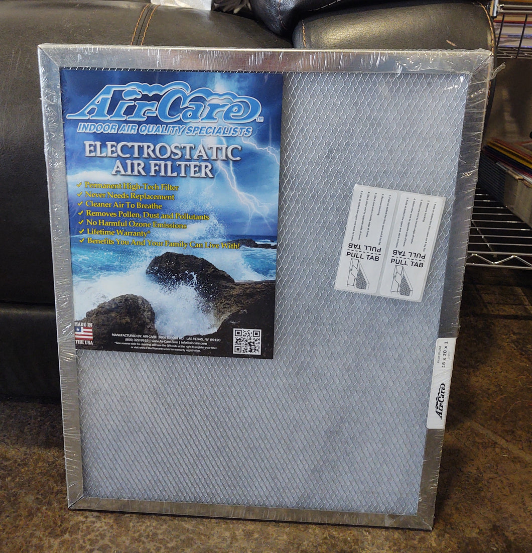 Air-Care 16x20x1 Silver Electrostatic Washable A/C Furnace Air Filter
