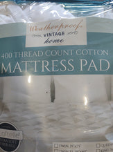 Load image into Gallery viewer, Weatherproof Vintage Home, Stain Resistant, Mattress Pad,  Size Cal-King
