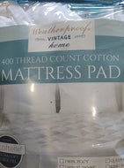 Weatherproof Vintage Home King Size Mattress Pad, waterproof silent backing