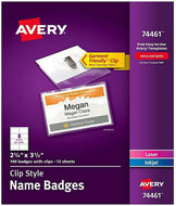 Avery Clip Style Name Badges Laser/Inkjet 74461