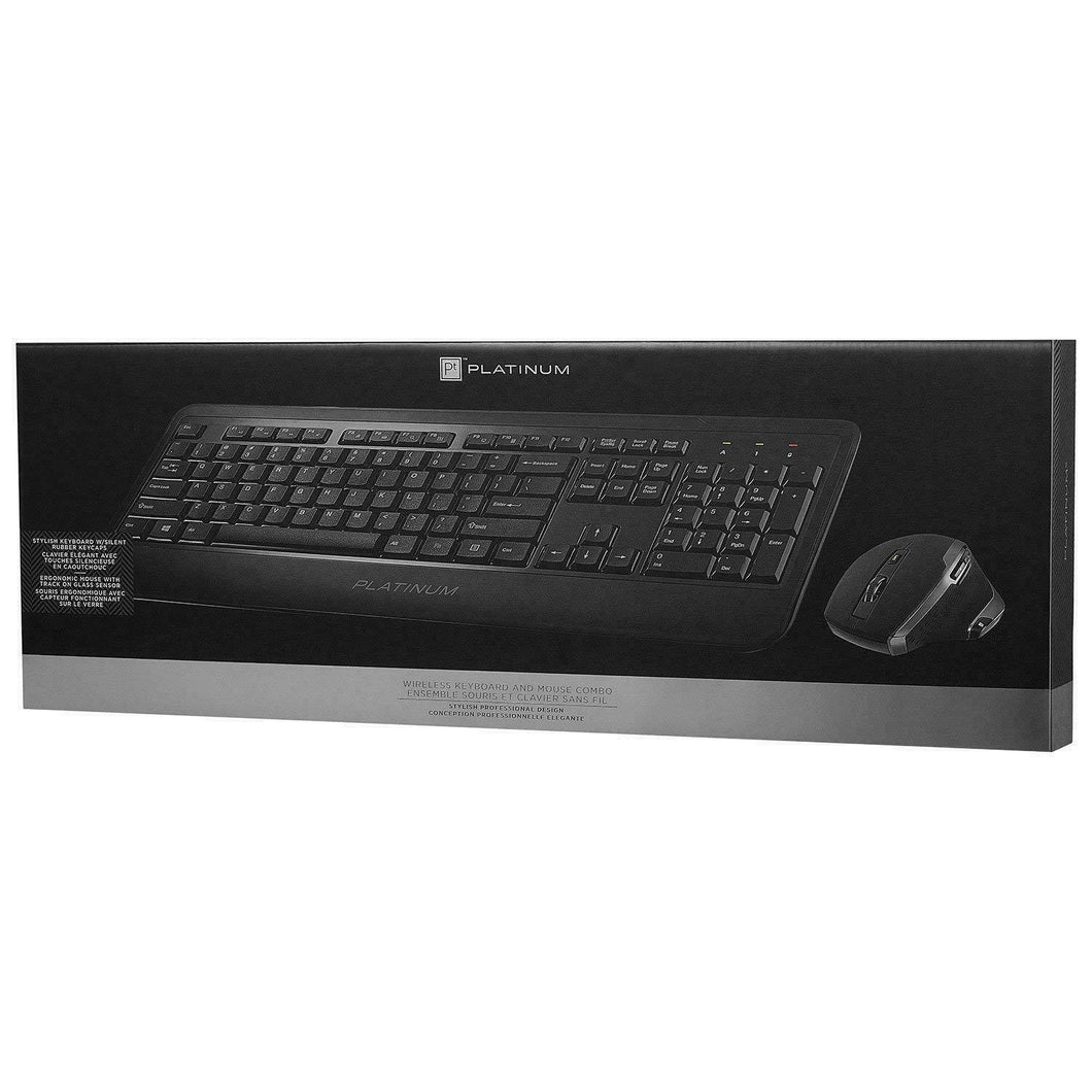 Platinum Wireless Keyboard and Mouse Combo, Stylish w/Silent Rubber keycaps