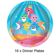 Load image into Gallery viewer, Shark Party Supplies Set &amp; Tableware kit - Perfect for Birthday Party Decorations - Includes Plates, Napkins, Cups, Straws, Cutlery - READ
