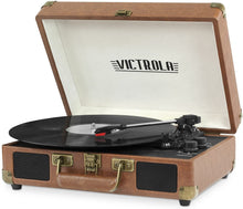 Load image into Gallery viewer, Victrola Bluetooth Suitcase Record Player 3-Speed Turntable for Vinyl Turntable Records
