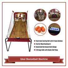 Load image into Gallery viewer, Double-Swish Electronic Basketball Game with 8 Game Options, Six 7-Inch Basketballs, 2 Steel Rims and Inflation Pump
