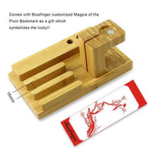 Load image into Gallery viewer, Bamboo Wood Charging Stand for Apple Bundle with Pen Holder and Customized Chinese Style BookMark - Light Color

