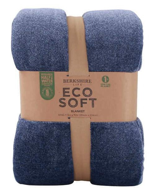 Berkshire Life Eco Soft Blanket, Heather Blue, Queen