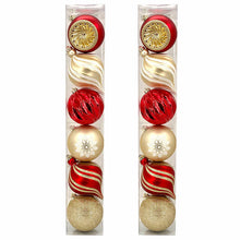 Load image into Gallery viewer, Shatter Resistant Ornaments Red/Gold, Set of 12 OVERSIZED 6&quot; Ornaments

