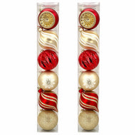 Shatter Resistant Ornaments Red/Gold, Set of 12 OVERSIZED 6