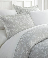 Duvet Cover Set | 3-PC ROSE GRAY PATTERN | Home Hotel Collection | KING/CAL KING